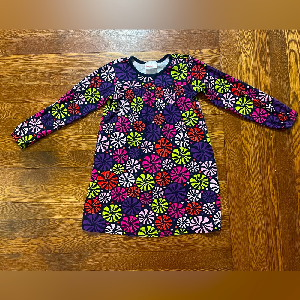 Hanna Andersson Long Sleeve Cotton Pinwheel Play Dress Size 130 cm or 6